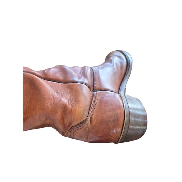 Vintage Western Cowboy Boots Size 10 D Brown Leather Vibram Sole USA